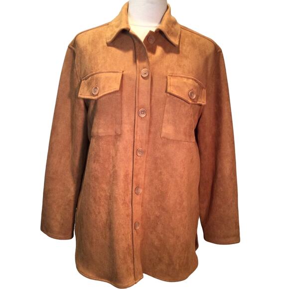 Jones New York Faux Suede Utility oversized Shirt small - Picture 1 of 5